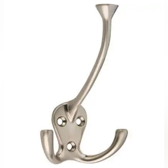 Lot Of 3 Satin Nickel Finish Hooks -2 & 1 Wooden Key Holder - Picture 5 of 9